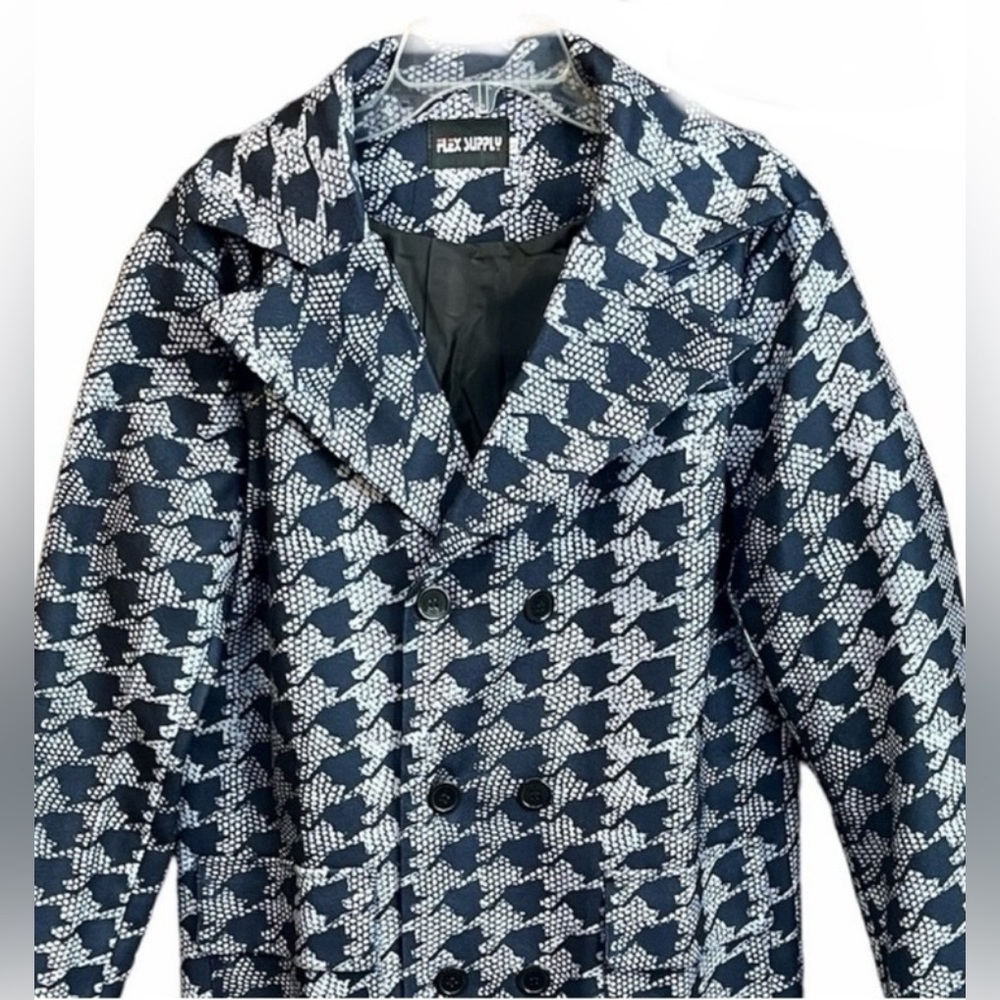 Women's XL Navy and Black Wool Like Blazer